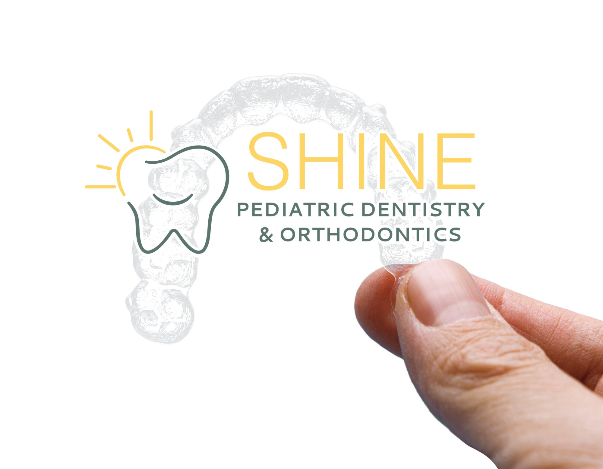 invisalign retainer behind shine pediatric dentistry and orthodontics logo